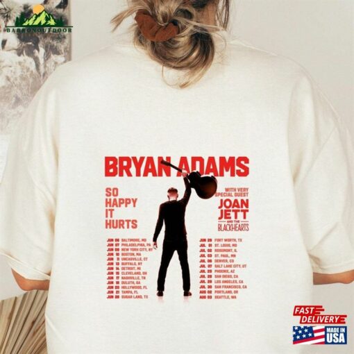 2023 Concert Bryan Adams Tour Happy Hurts T-Shirt Classic