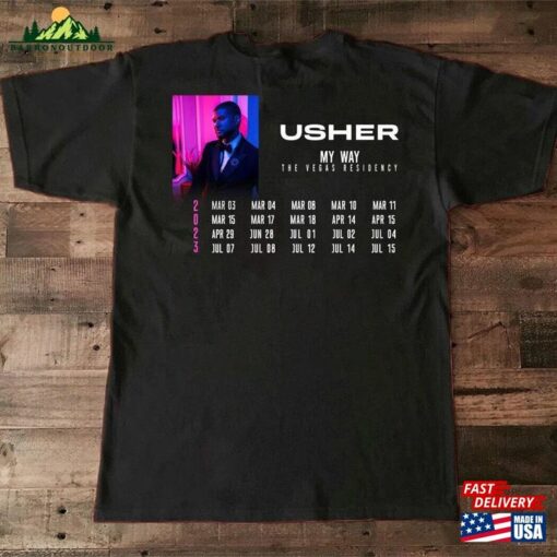 2023 Usher My Way The Vegas Residency Tour T-Shirt Us Classic