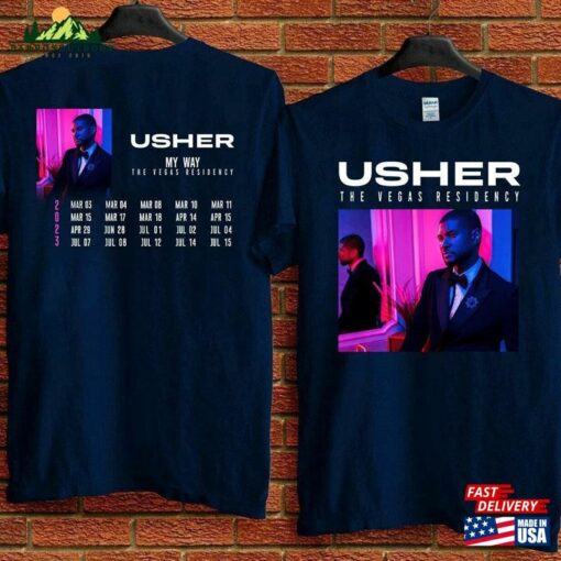 2023 Usher My Way The Vegas Residency Tour T-Shirt Us Classic