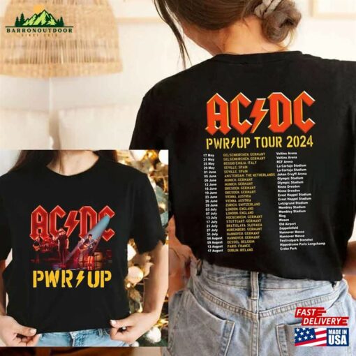 2024 Ac Dc Pwr Up World Tour Sweatshirt T-Shirt Acdc Rock Band Concert Graphic Shirt Unisex