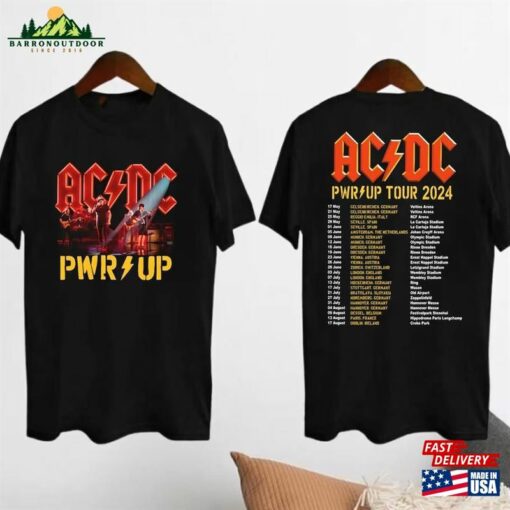 2024 Ac Dc Pwr Up World Tour Sweatshirt T-Shirt Acdc Rock Band Concert Graphic Shirt Unisex