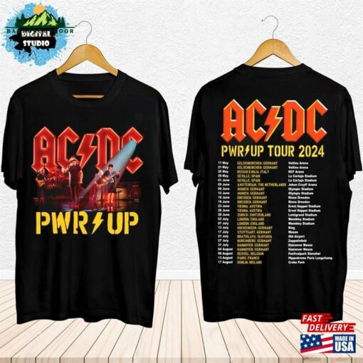 2024 Acdc Pwr Up World Tour Shirt Rock Band Graphic Fan Gift Sweatshirt Hoodie