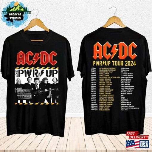 2024 Acdc Pwr Up World Tour Shirt Rock Band Graphic Fan Gift Sweatshirt Unisex