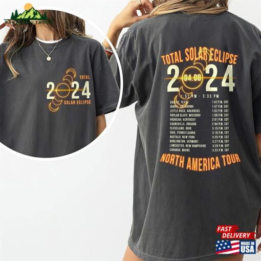 2024 Total Solar Eclipse North America Tour Shirt Astronomy Lover Gifts Hoodie Unisex