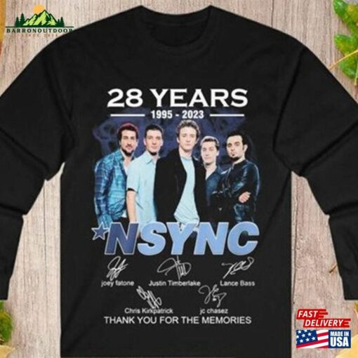 28 Years 1995 – 2023 Nsync Thank You For The Memories Signatures T-Shirt Shirt Vintage Classic Sweatshirt