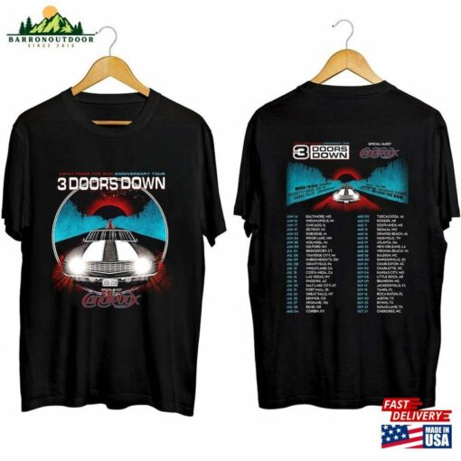 3 Doors Down Band Shirt Away From The Sun Anniversary Tour 2023 Rock Concert Classic Unisex