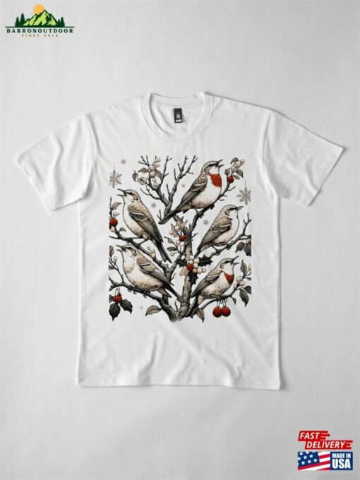 5 Calling Birds 3 12 Days Of Christmas Premium T-Shirt Classic Unisex