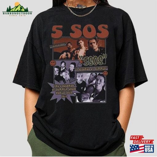 5 Seconds Of Summer Music Tour 2023 Vintage Graphic Shirt And Sweatshirt Unisex Apparel Inspired By 90S Show World T-Shirt