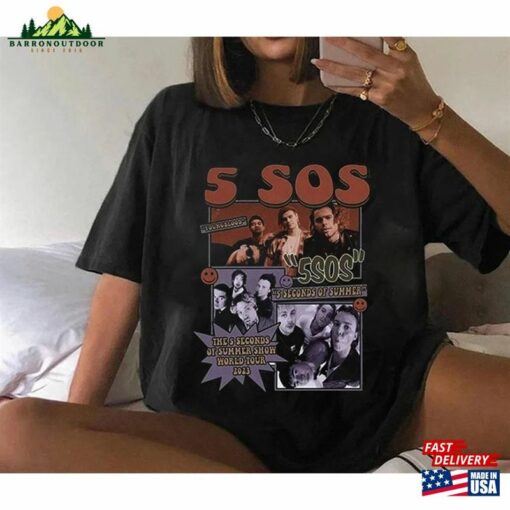 5 Seconds Of Summer Music Tour 2023 Vintage Graphic Shirt And Sweatshirt Unisex Apparel Inspired By 90S Show World T-Shirt