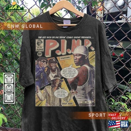 50 Cent Comic Shirt 90S Vintage Merch Art P I M Get Rich Or Die Tryin’album Rap Concert Tour 2023 Graphic Tee Gift Fan V2 T-Shirt Hoodie