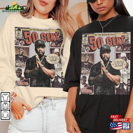 50 Cent Comic Shirt 90S Vintage Merch Book Art Candy Shop The Massacre Album World Tour Tickey 2023 Graphic Tee Gift Unisex T-Shirt