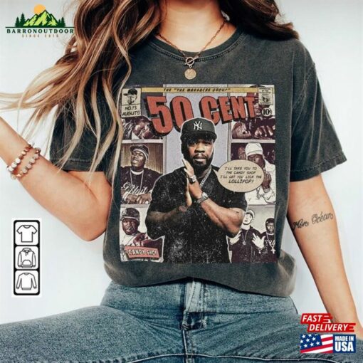 50 Cent Comic Shirt 90S Vintage Merch Book Art Candy Shop The Massacre Album World Tour Tickey 2023 Graphic Tee Gift Unisex T-Shirt