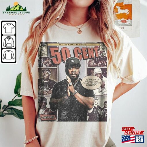 50 Cent Comic Shirt 90S Vintage Merch Book Art Candy Shop The Massacre Album World Tour Tickey 2023 Graphic Tee L286 Sweatshirt Classic