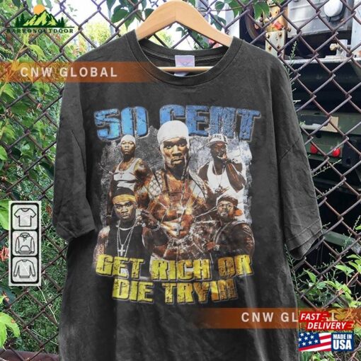 50 Cent Rap Shirt Get Rich Or Die Tryin Album 90S Y2k Merch Vintage Hiphop Sweatshirt Hoodie Unisex