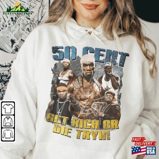 50 Cent Rap Shirt Get Rich Or Die Tryin Album 90S Y2k Merch Vintage Hiphop Sweatshirt Hoodie Unisex