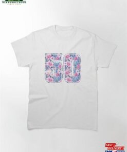 50Th Birthday Floral Number 50 Classic Unisex
