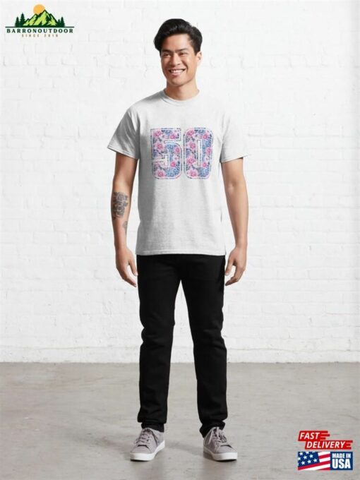 50Th Birthday Floral Number 50 Classic Unisex