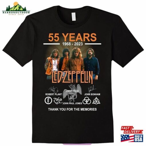 55 Years 1968 – 2023 Led Zeppelin Thank You For The Memories T Shirt Music Lover Classic Unisex