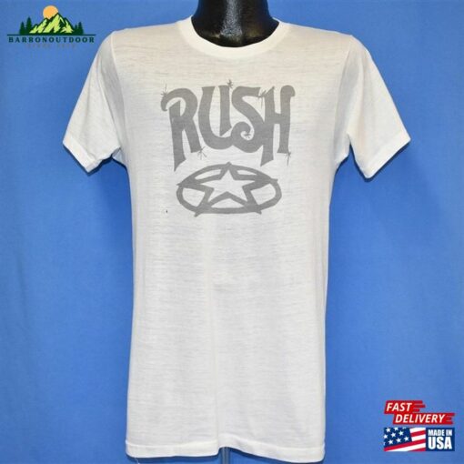 70S Rush Band Tee Rock Metal Star Logo Soft Thin Concert Tour T Shirt Small Classic Sweatshirt