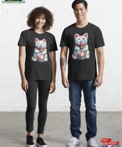 8 Bit Pixelated Maneki Neko Cat Boba Tea Essential T-Shirt Unisex