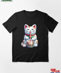 8 Bit Pixelated Maneki Neko Cat Boba Tea Essential T-Shirt Unisex