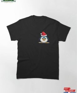 8 Bite Pixel Penguin Wearing Santa Hat Christmas Animal Classic T-Shirt Unisex Hoodie