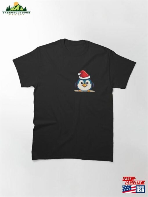 8 Bite Pixel Penguin Wearing Santa Hat Christmas Animal Classic T-Shirt Unisex Hoodie