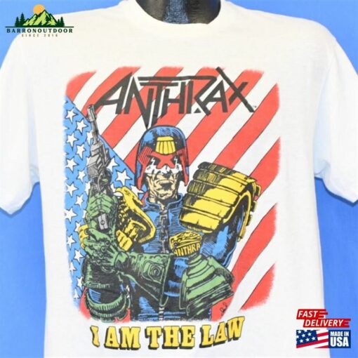 80S Anthrax I Am The Law Judge Dredd Among Living T Shirt Large Unisex T-Shirt