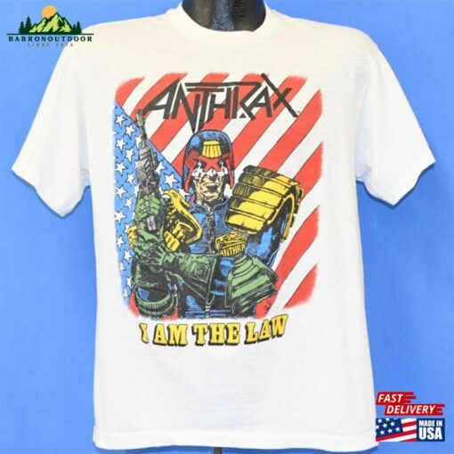 80S Anthrax I Am The Law Judge Dredd Among Living T Shirt Large Unisex T-Shirt