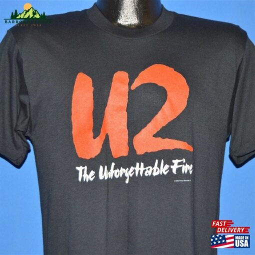 80S U2 The Unforgettable Fire Tour 1984 T Shirt Medium Hoodie Unisex