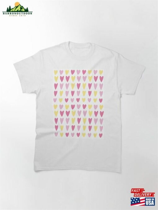 90S 2000S Y2k Cute Heart Pattern Hot Pink Yellow Pastel Classic T-Shirt Sweatshirt Unisex