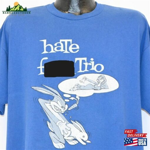 90S Hate F K Trio Punk Rock Band Striped Sleeve Bunny T Classic Hoodie