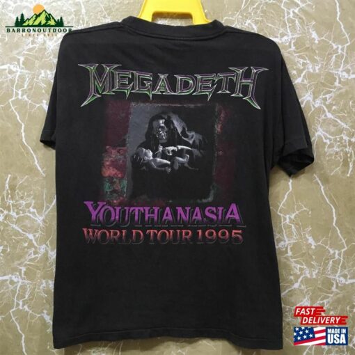 90S Megadeth Youthanasia World Concert Tour 1995 T-Shirt Hoodie Unisex