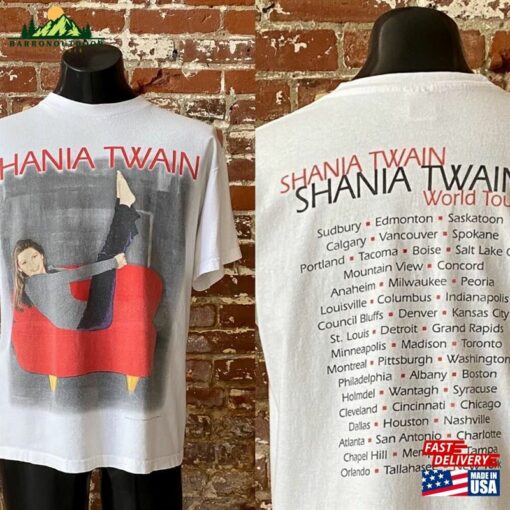 90S Shania Twain World Tour T-Shirt Vintage 1998 Polygram Tee Made In Usa Mexico Unisex Hoodie