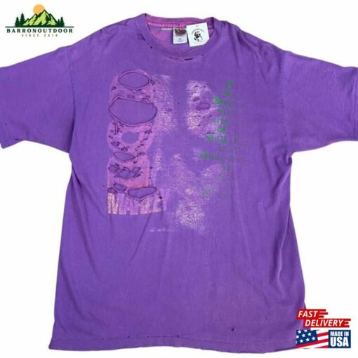 90S Thrashed Bob Marley Purple Paper Thin T-Shirt Hoodie Unisex