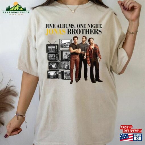 90S Vintage Jonas Brother Band Shirt Brothers Five Albums One Night Tour The Tee T-Shirt Unisex