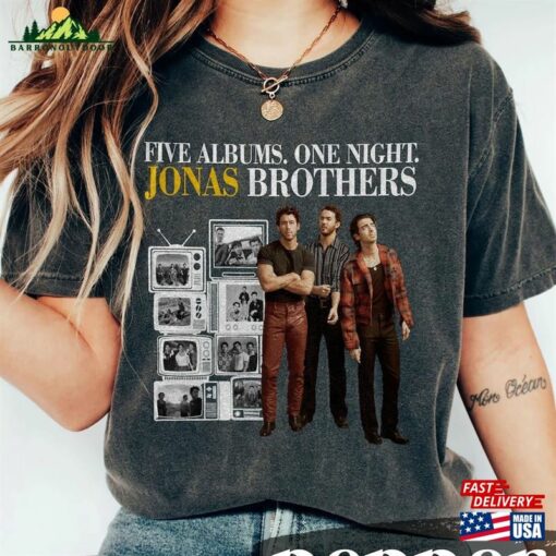 90S Vintage Jonas Brother Band Shirt Brothers Five Albums One Night Tour The Tee T-Shirt Unisex