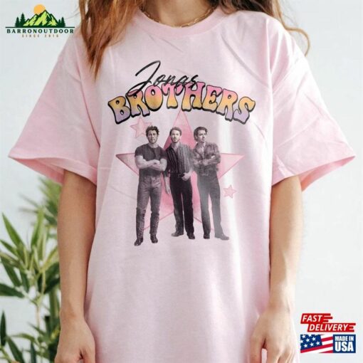 90S Vintage Jonas Brother In Pink Barbi Shirt Brothers Stars Five Albums One Night Tour Unisex Classic