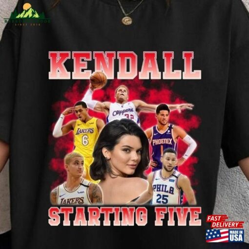 90S Vintage Kendall Starting Five Shirt Loahaddian Jenner Team Long Sleeve T-Shirt Hoodie