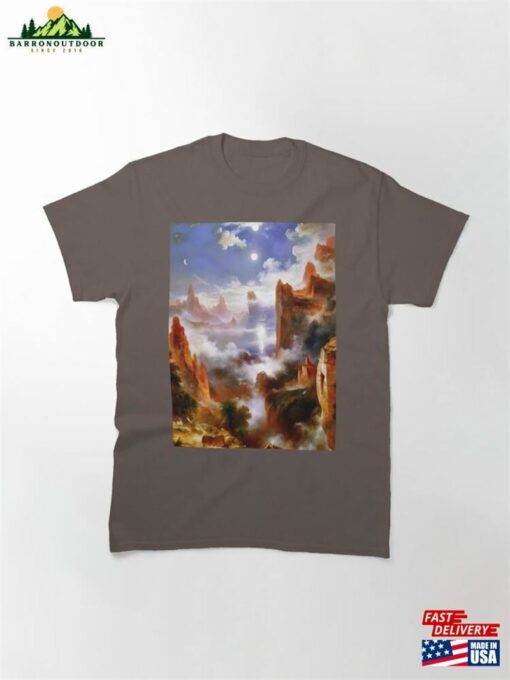 A Beautiful Blue Sky With Daytime Moon By Thomas Moran Painting Hoodie Unisex