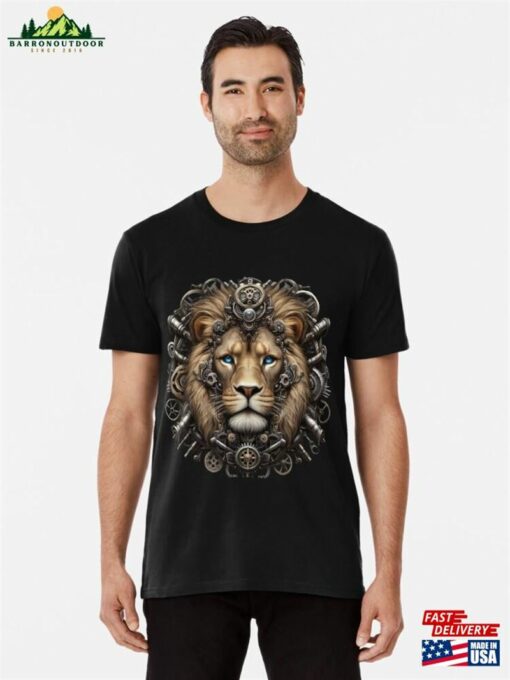 A Blue Eyed Steampunk Lion Premium T-Shirt Unisex