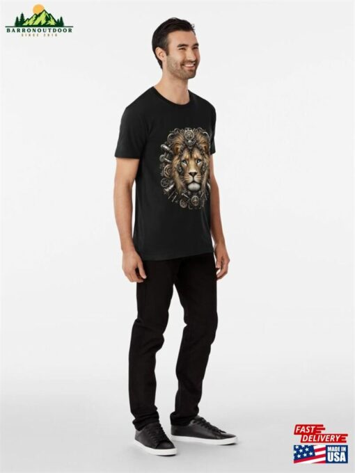 A Blue Eyed Steampunk Lion Premium T-Shirt Unisex