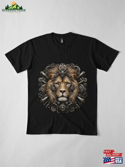 A Blue Eyed Steampunk Lion Premium T-Shirt Unisex