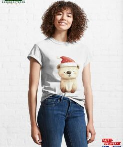 A Cute Bear In Red Christmas Hat Classic T-Shirt Unisex A Cute Bear In Red Christmas Hat Classic T-Shirt Unisex