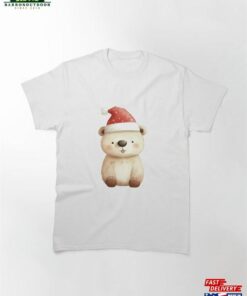 A Cute Bear In Red Christmas Hat Classic T-Shirt Unisex