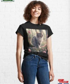 A Cute Cat Walking Between Flowers Classic T-Shirt Hoodie A Cute Cat Walking Between Flowers Classic T-Shirt Hoodie