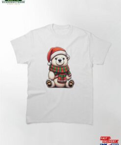 A Cute Polar Bear Wearing Santa Hat And Scarf Classic T-Shirt Unisex A Cute Polar Bear Wearing Santa Hat And Scarf Classic T-Shirt Unisex
