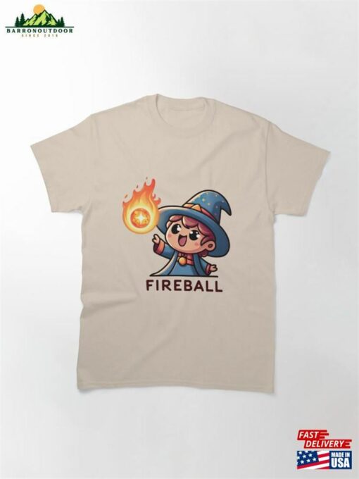 A Cute Wizard Casting Fireball Classic T-Shirt Unisex Sweatshirt