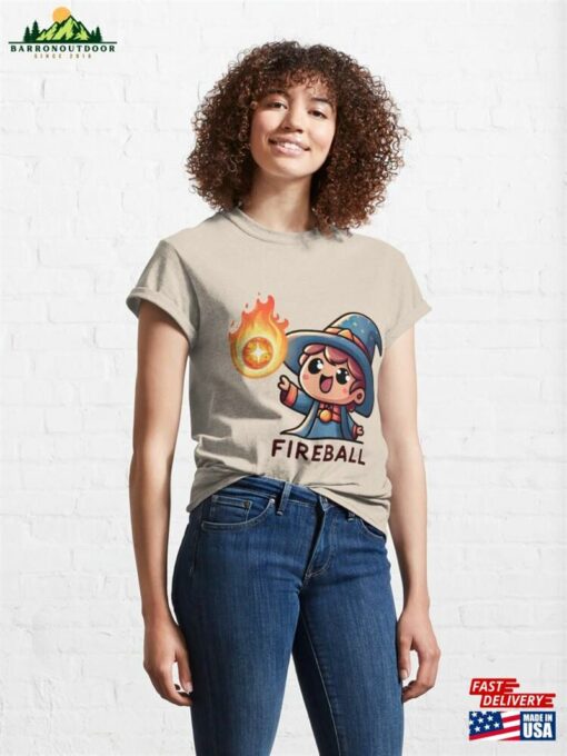 A Cute Wizard Casting Fireball Classic T-Shirt Unisex Sweatshirt