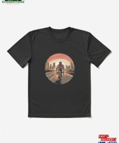 A Cyclist Setting With Sun In The Background Active T-Shirt Hoodie